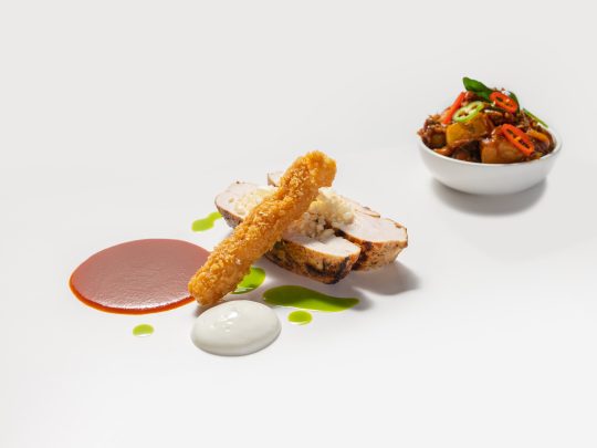 Charred Chicken with Ratte Bombey Potatoes