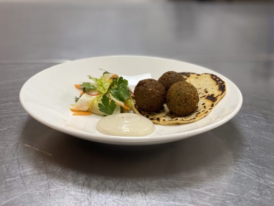 Carrot Falafel, Tahini, Flat Bread, Winter Salad